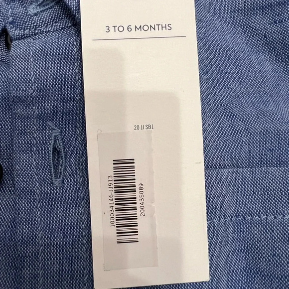 Janie & Jack Blue Linen Button Down Collared Shirt - Picture 6 of 8